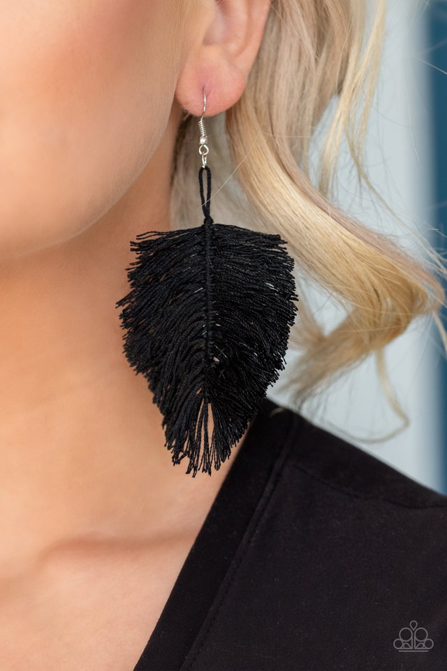 Hanging by a Thread - Black - Paparazzi Earring Image