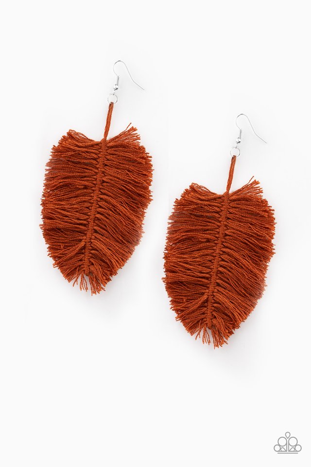 Hanging by a Thread - Brown - Paparazzi Earring Image