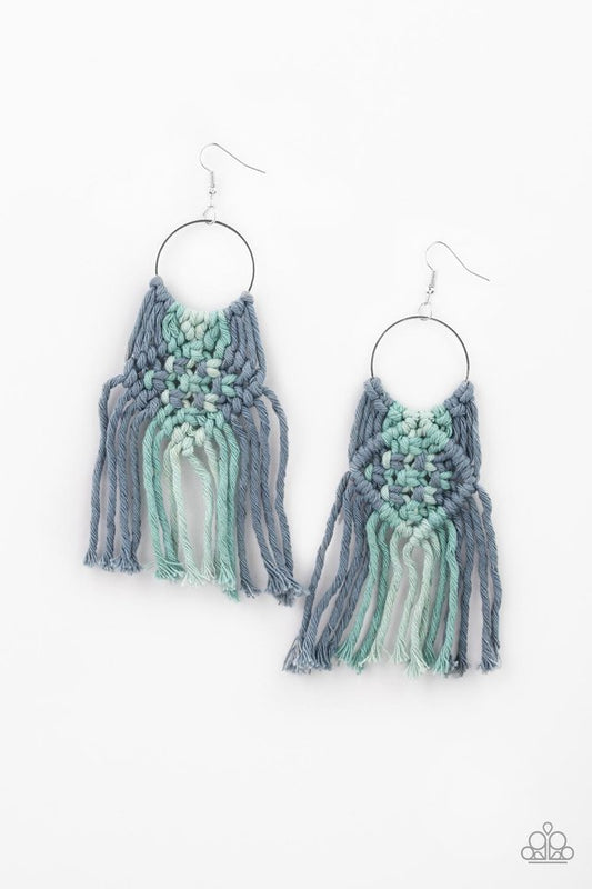 Macrame Rainbow - Blue - Paparazzi Earring Image