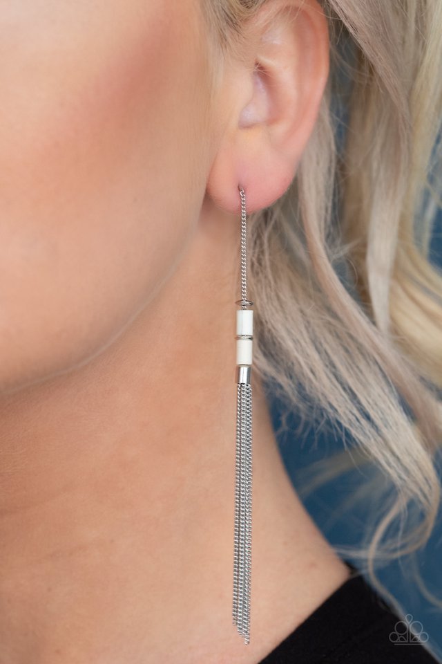 Windblown - White - Paparazzi Earring Image