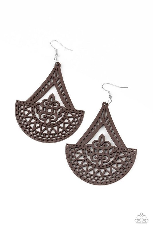 Tiki Sunrise - Brown - Paparazzi Earring Image
