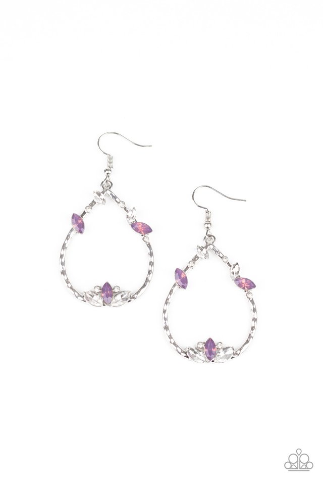 Lotus Ice - Purple - Paparazzi Earring Image