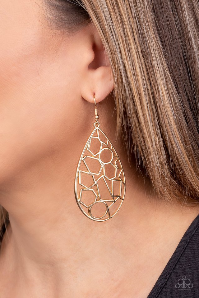 Reshaped Radiance - Gold - Paparazzi Earring Image