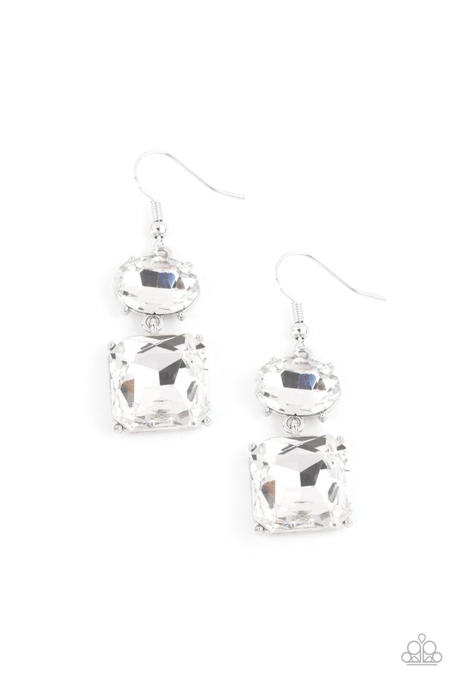 All ICE On Me - White - Paparazzi Earring Image