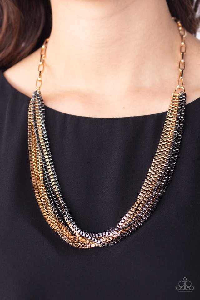 Beat Box Queen - Gold - Paparazzi Necklace Image