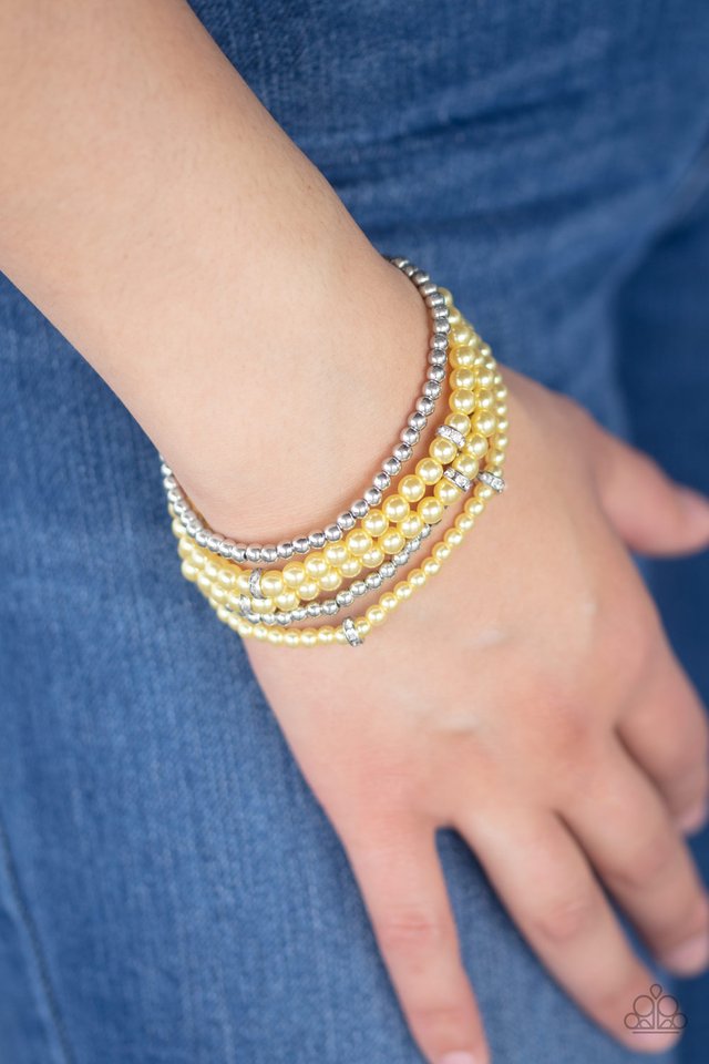 Fiercely Frosted - Yellow - Paparazzi Bracelet Image