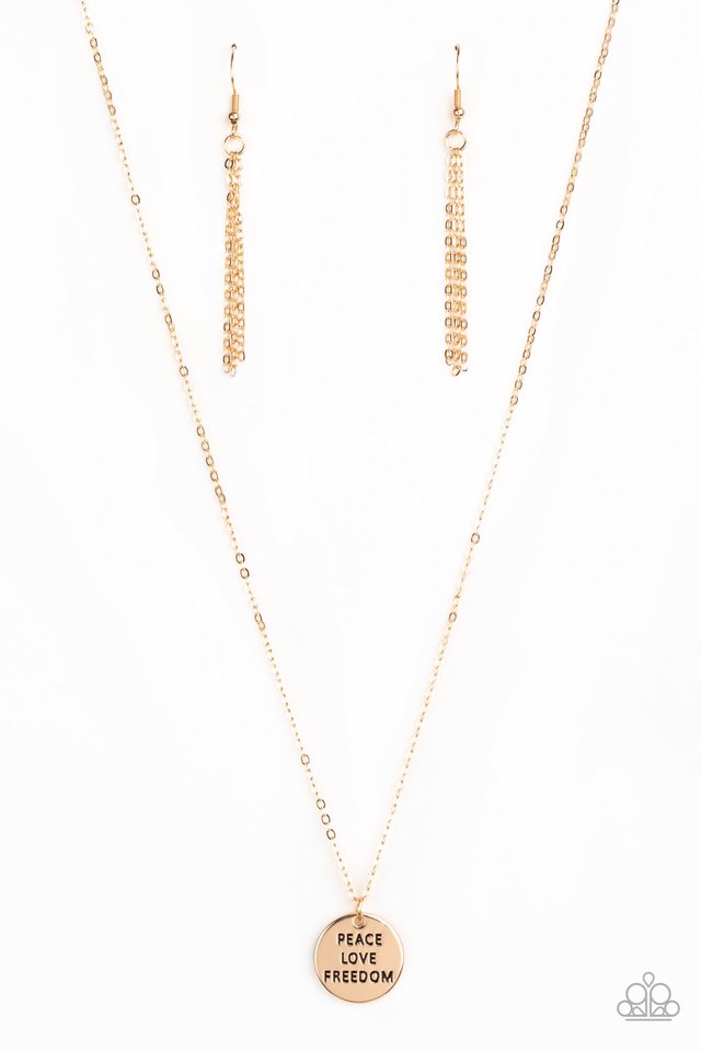 Freedom Isnt Free - Gold - Paparazzi Necklace Image