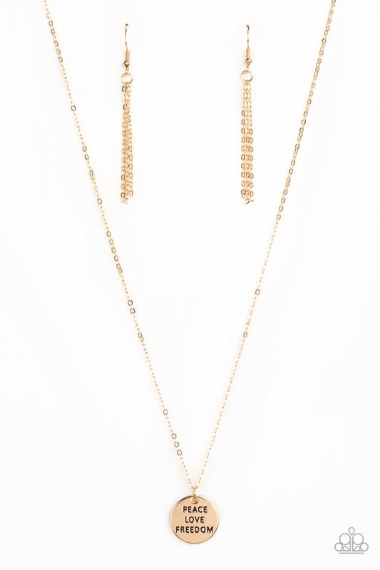 Freedom Isnt Free - Gold - Paparazzi Necklace Image