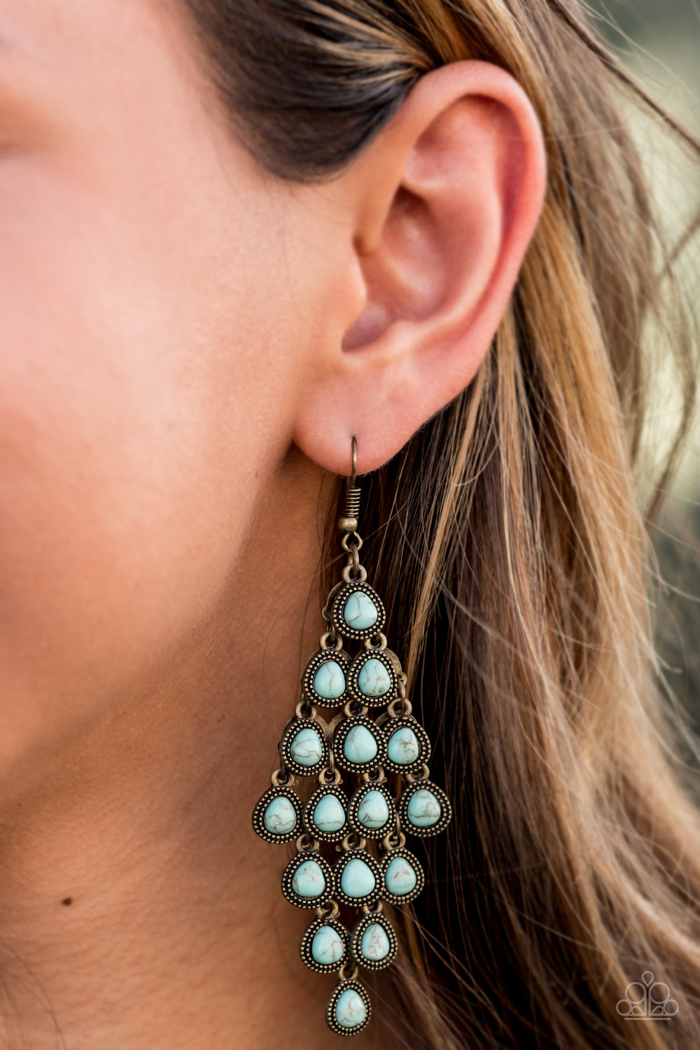 Paparazzi Earring ~ Rural Rainstorms - Brass
