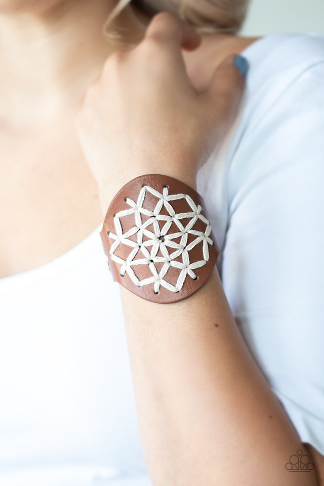 A Cross-Stitch In Time - Brown - Paparazzi Bracelet Image