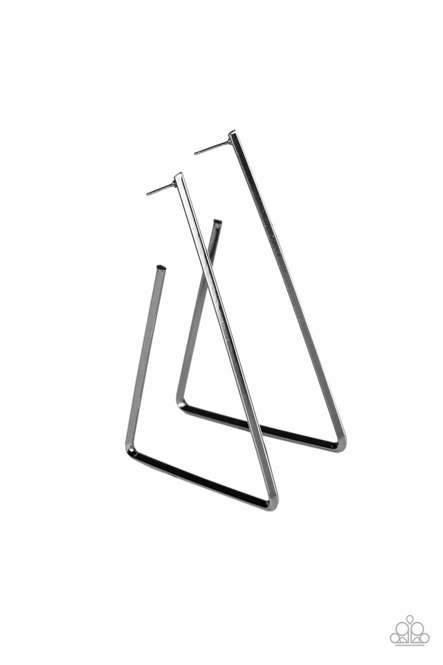 Go Ahead and TRI - Black - Paparazzi Earring Image
