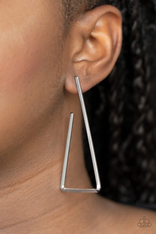 Go Ahead and TRI - Silver - Paparazzi Earring Image