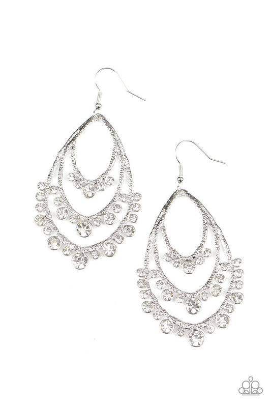 Break Out In TIERS - White - Paparazzi Earring Image