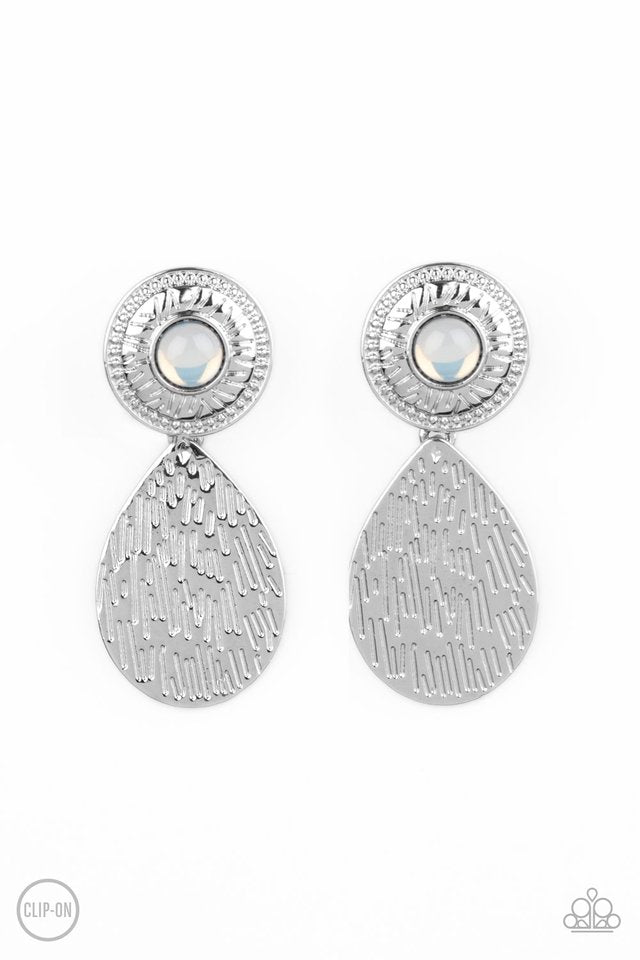 Emblazoned Edge - White - Paparazzi Earring Image