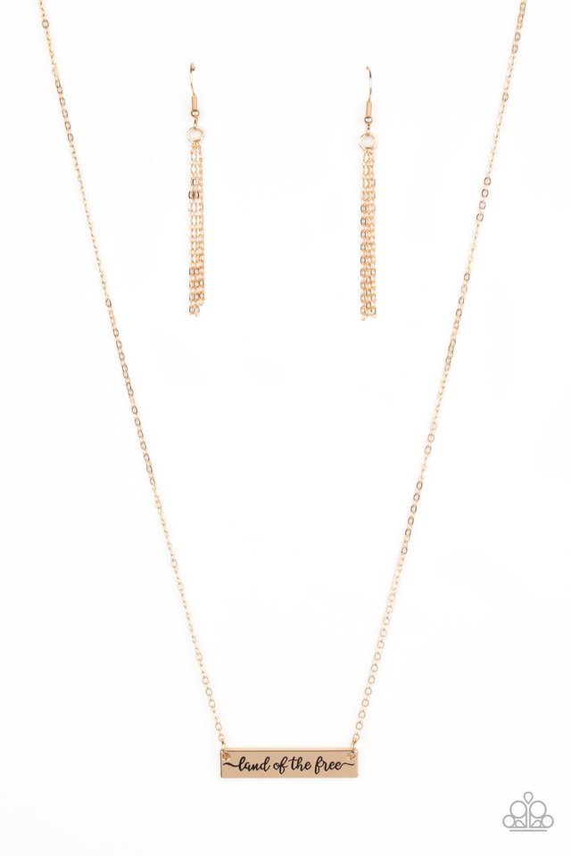 Land Of The Free - Gold - Paparazzi Necklace Image