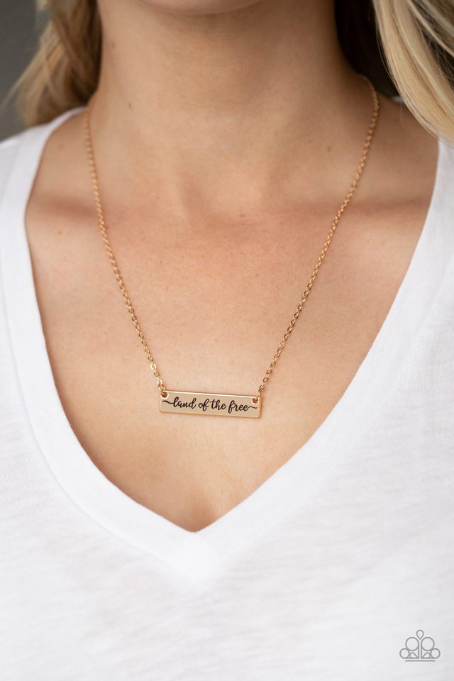 Land Of The Free - Gold - Paparazzi Necklace Image