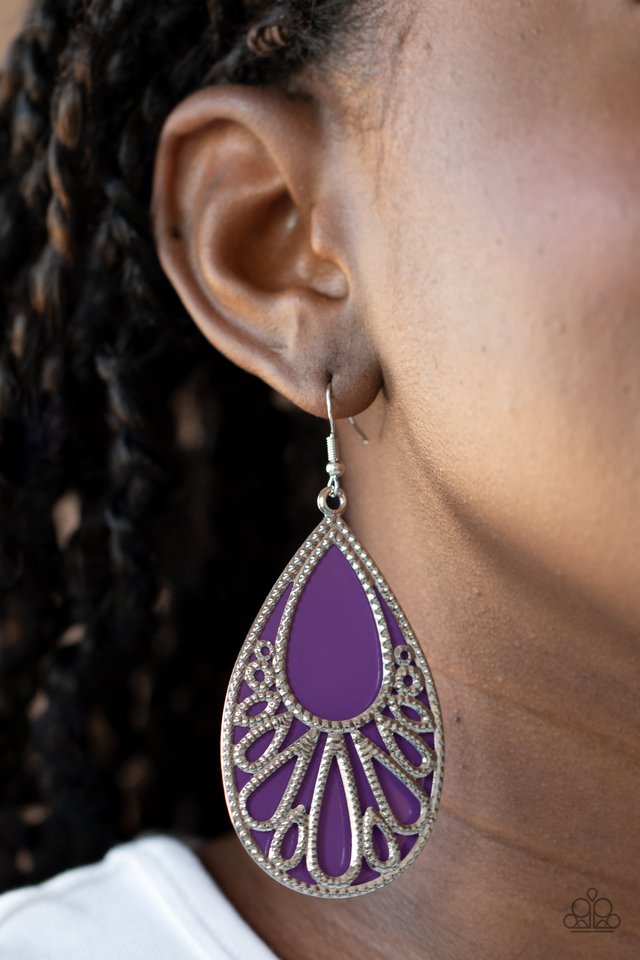 Loud and Proud - Purple - Paparazzi Earring Image