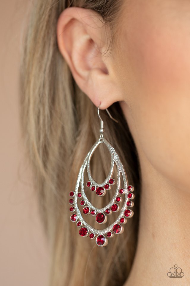Break Out In TIERS - Red - Paparazzi Earring Image