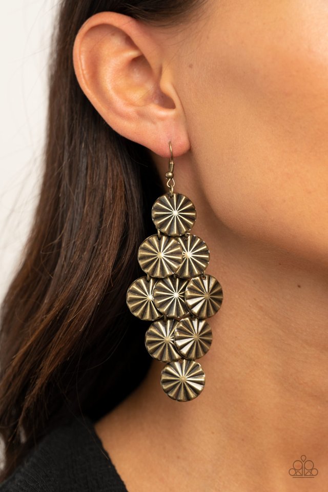 Star Spangled Shine - Brass - Paparazzi Earring Image
