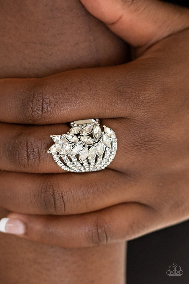 Clear-Cut Cascade - White - Paparazzi Ring Image