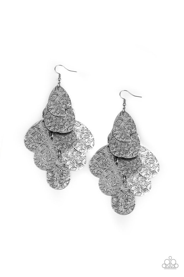 Hibiscus Harmony - Silver - Paparazzi Earring Image