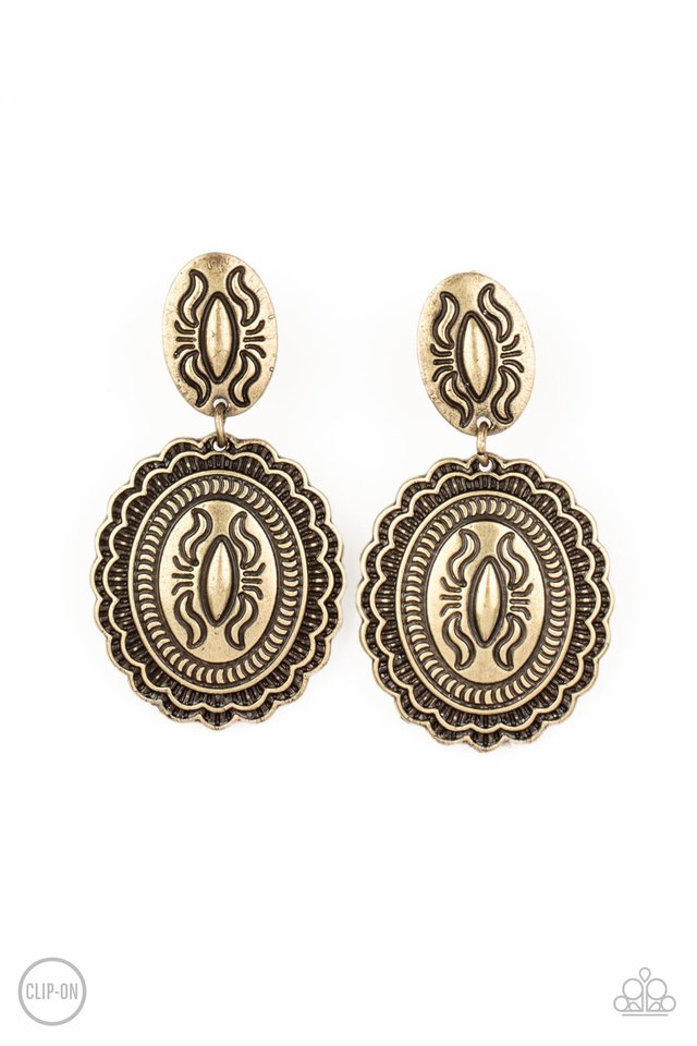 Ageless Artifact - Brass - Paparazzi Earring Image