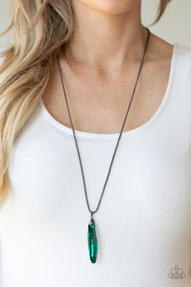 Meteor Shower - Green - Paparazzi Necklace Image