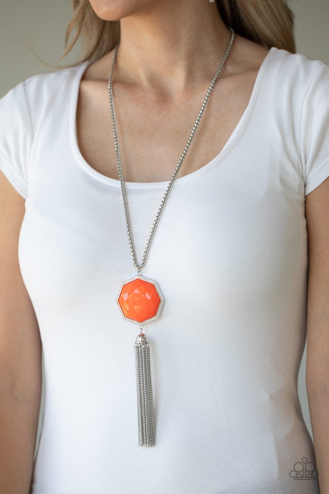 Prismatically Polygon - Orange - Paparazzi Necklace Image
