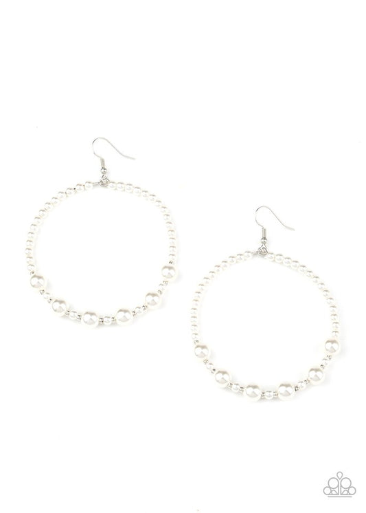 Boss Posh - White - Paparazzi Earring Image