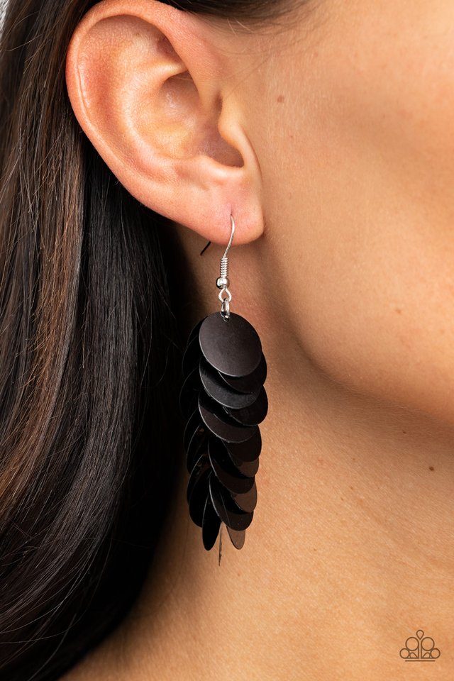 Now You SEQUIN It - Black - Paparazzi Earring Image