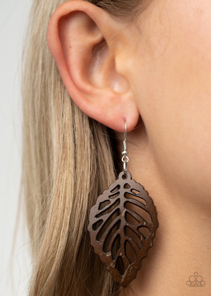 LEAF Em Hanging - Brown - Paparazzi Earring Image