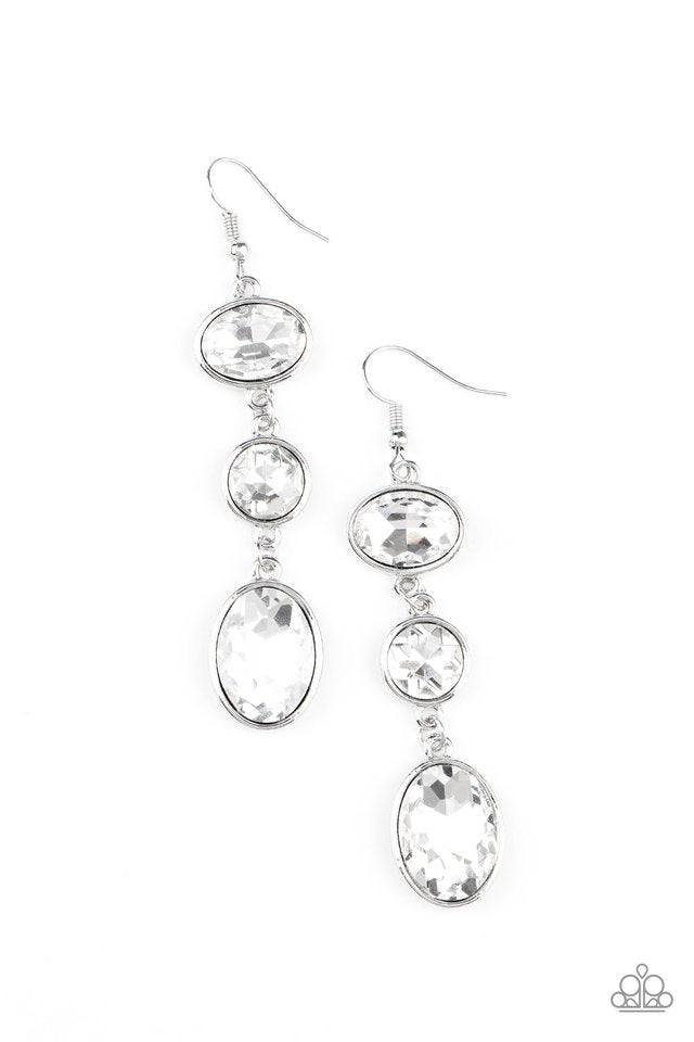 The GLOW Must Go On! - White - Paparazzi Earring Image