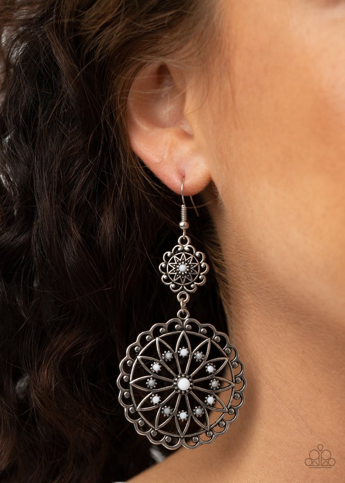 Beaded Brilliance - White - Paparazzi Earring Image