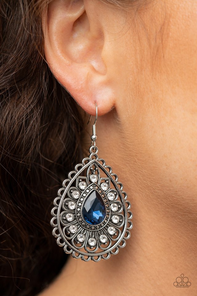 Eat, Drink, and BEAM Merry - Blue - Paparazzi Earring Image