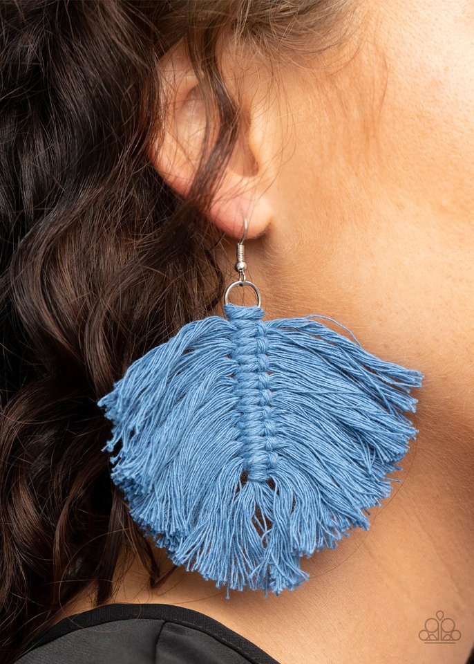 Macrame Mamba - Blue - Paparazzi Earring Image