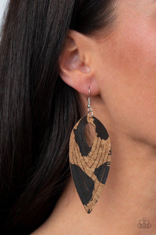 Cork Cabana - Black - Paparazzi Earring Image
