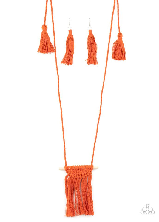 Between You and MACRAME - Orange - Paparazzi Necklace Image