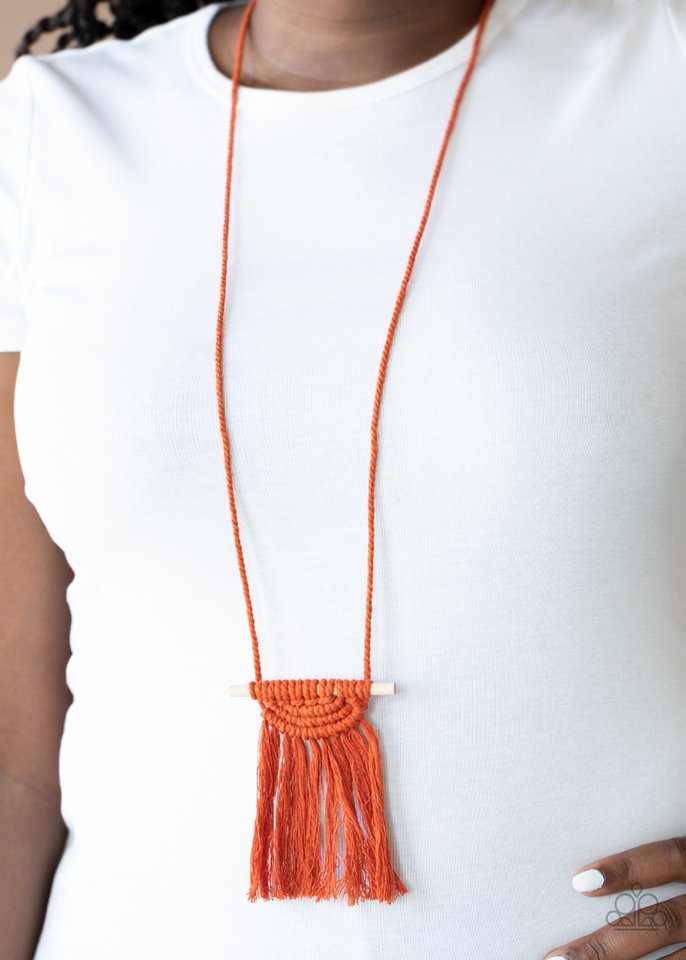 Between You and MACRAME - Orange - Paparazzi Necklace Image