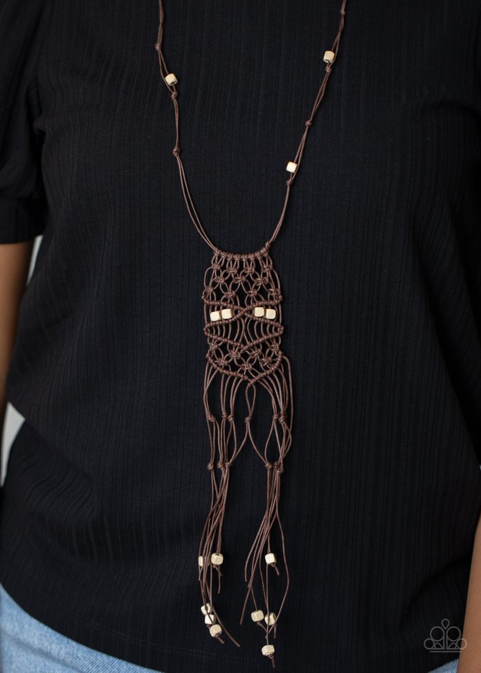 Macrame Majesty - Brown - Paparazzi Necklace Image