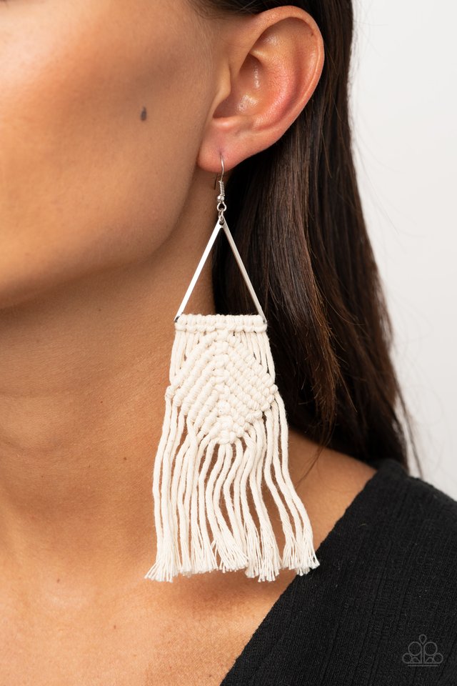 Macrame Jungle - White - Paparazzi Earring Image