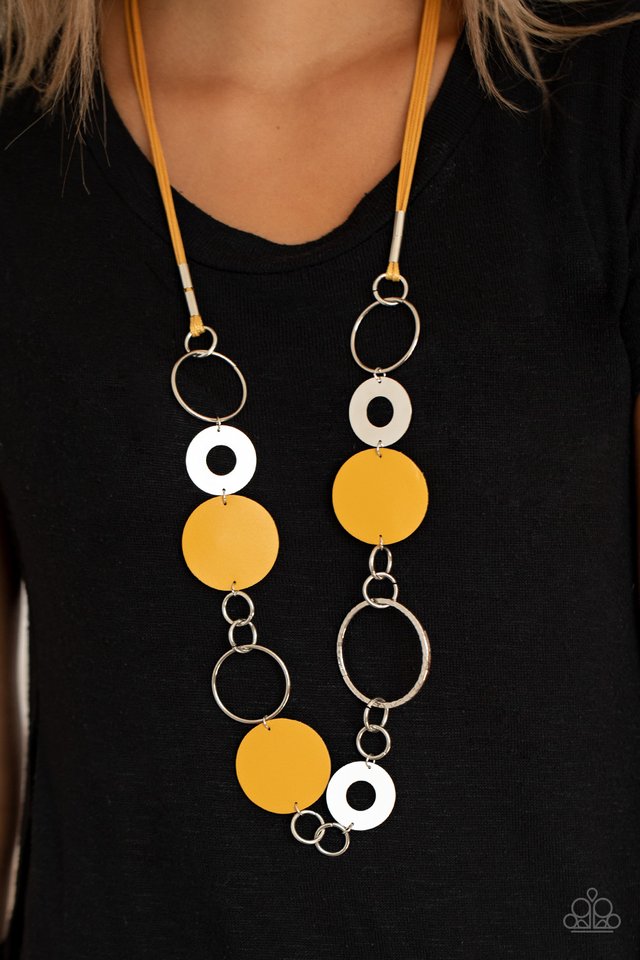 Sooner or LEATHER - Yellow - Paparazzi Necklace Image
