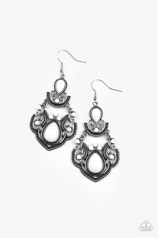 Palm Tree Tiaras - White - Paparazzi Earring Image