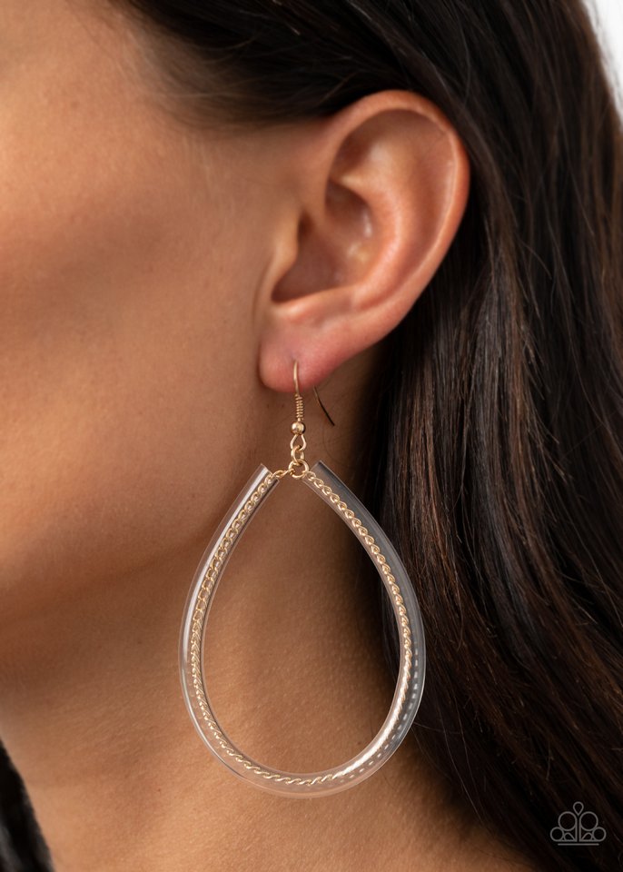 Just ENCASE You Missed It - Gold - Paparazzi Earring Image