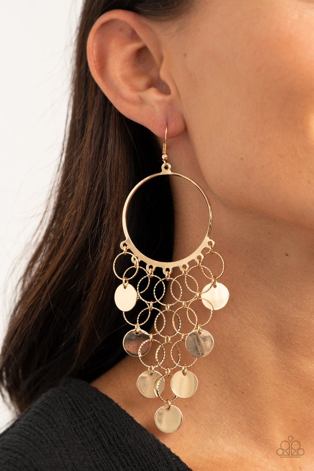 Take a CHIME Out - Gold - Paparazzi Earring Image