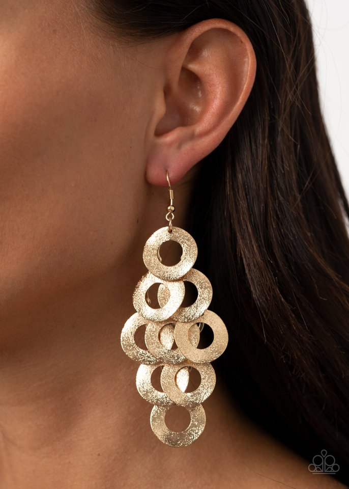 Scattered Shimmer - Gold - Paparazzi Earring Image