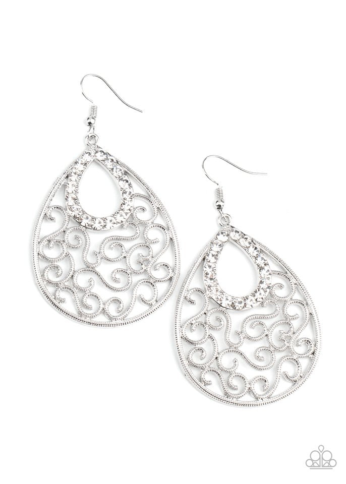 Seize The Stage - White - Paparazzi Earring Image