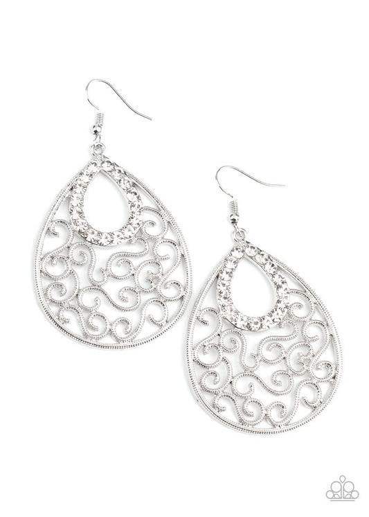 Seize The Stage - White - Paparazzi Earring Image