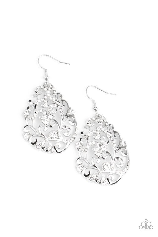 Winter Garden - White - Paparazzi Earring Image