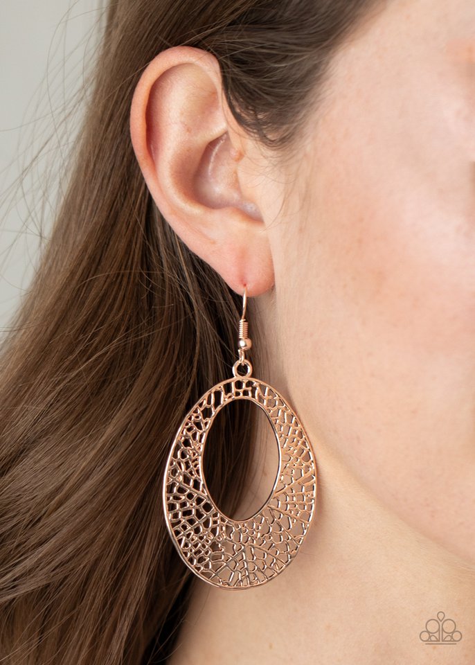 Serenely Shattered - Rose Gold - Paparazzi Earring Image