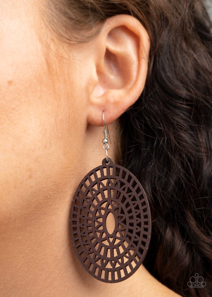 Tropical Retreat - Brown - Paparazzi Earring Image